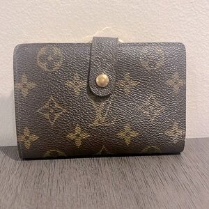 LOUIS VUITTON French Kisslock Monogram Bifold Wallet Brown Monogram Canvas